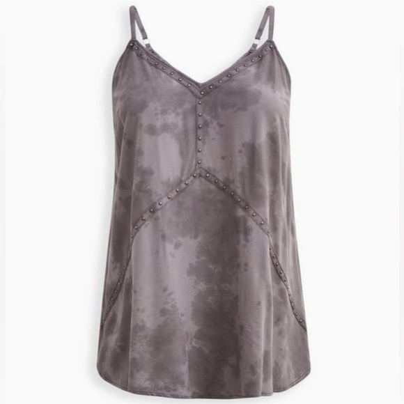 torrid Tops - Torrid Grey Challis Studded Swing Cami Plus Size 5X 28W Soft Goth Indie Sleaze